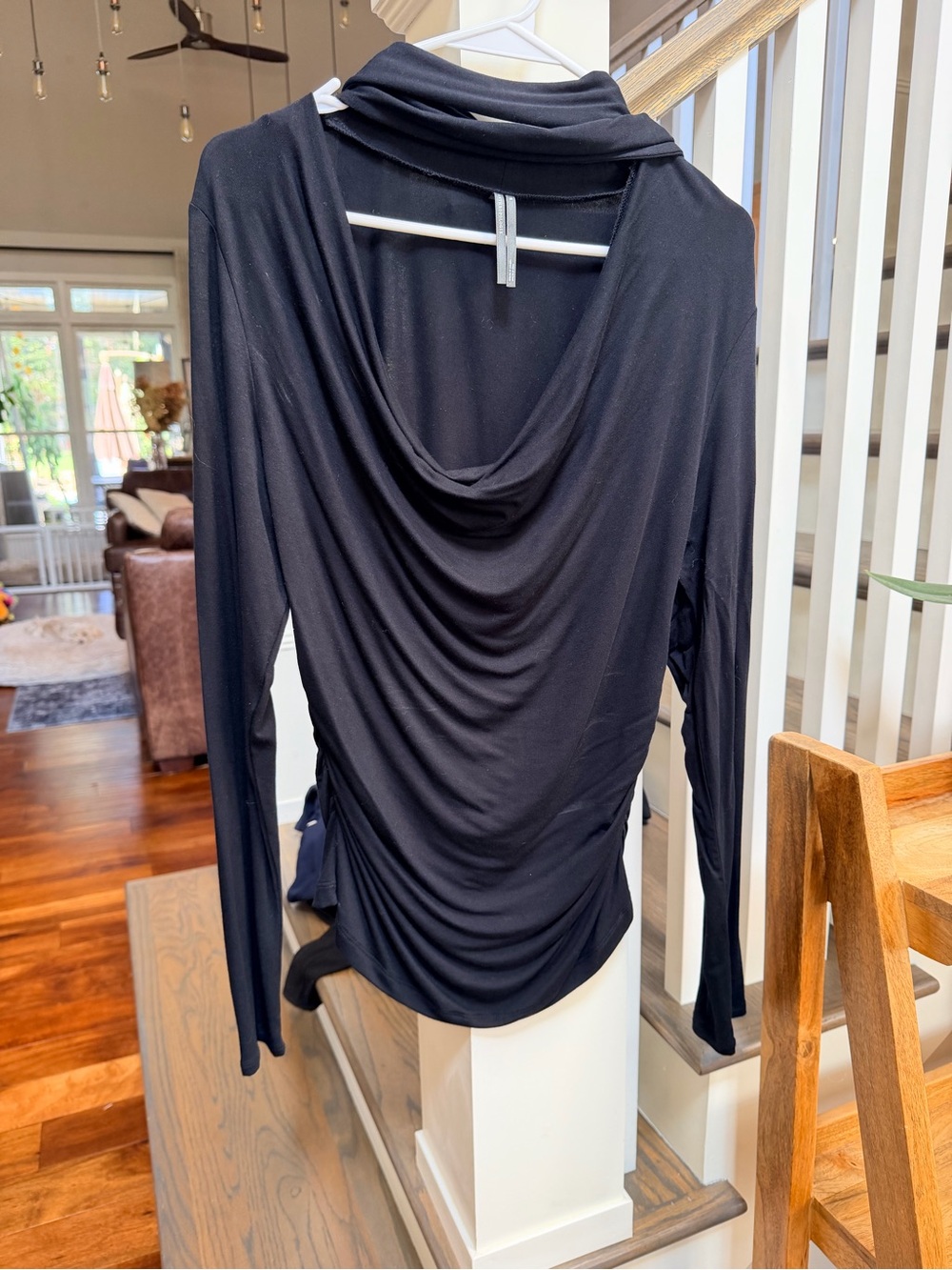 Anthropologie Draped Cowl Neck With Wrap Around Ties, Long-Sleeve Top - Black